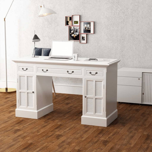 Maison Madeleine -  Double Pedestal Desk White 140x48x80 cm